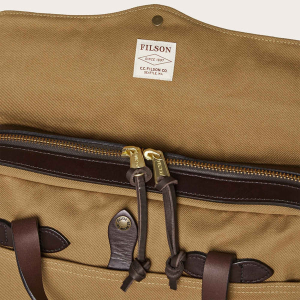 FILSON RUGGED TWILL ORIGINAL BRIEFCASE TAN BRASS ZIPP