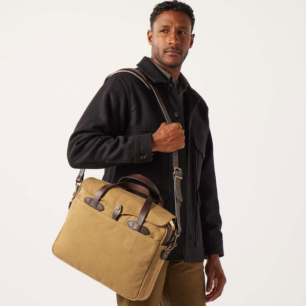 FILSON RUGGED TWILL ORIGINAL BRIEFCASE TAN SHOULDER