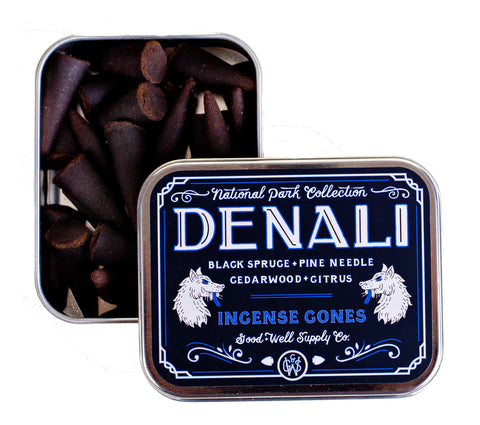 Räucherkegel von Good & Well Supply Co. in einer kleinen Aluminiumdose.
