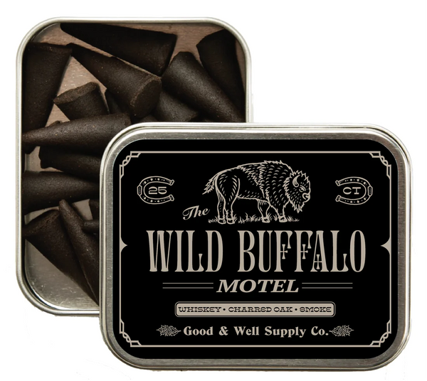 Räucherkegel von Good & Well Supply Co. in einer kleinen Aluminiumdose.