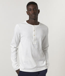 MERZ B. SCHWANEN 206 LOOPWHEELED HENLEY WHITE