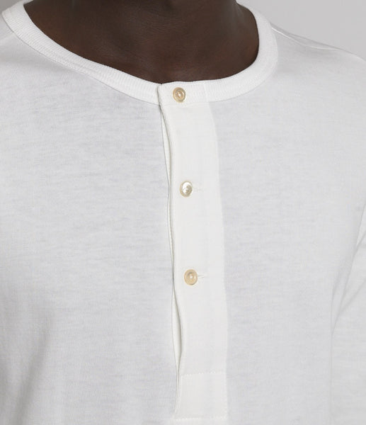 MERZ B. SCHWANEN 206 LOOPWHEELED HENLEY WHITE