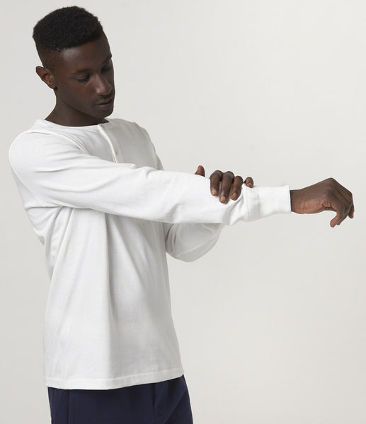 MERZ B. SCHWANEN 206 LOOPWHEELED HENLEY WHITE