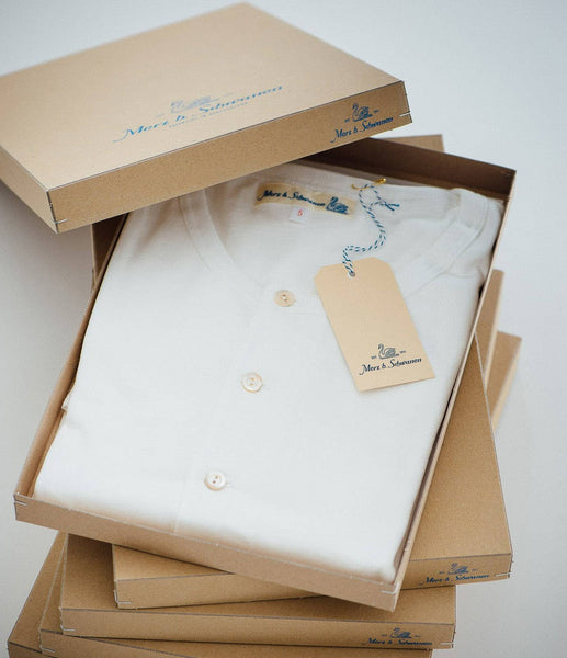 MERZ B. SCHWANEN 206 LOOPWHEELED HENLEY WHITE