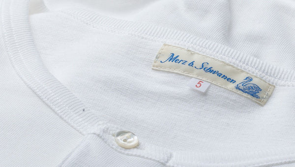 MERZ B. SCHWANEN 206 LOOPWHEELED HENLEY WHITE