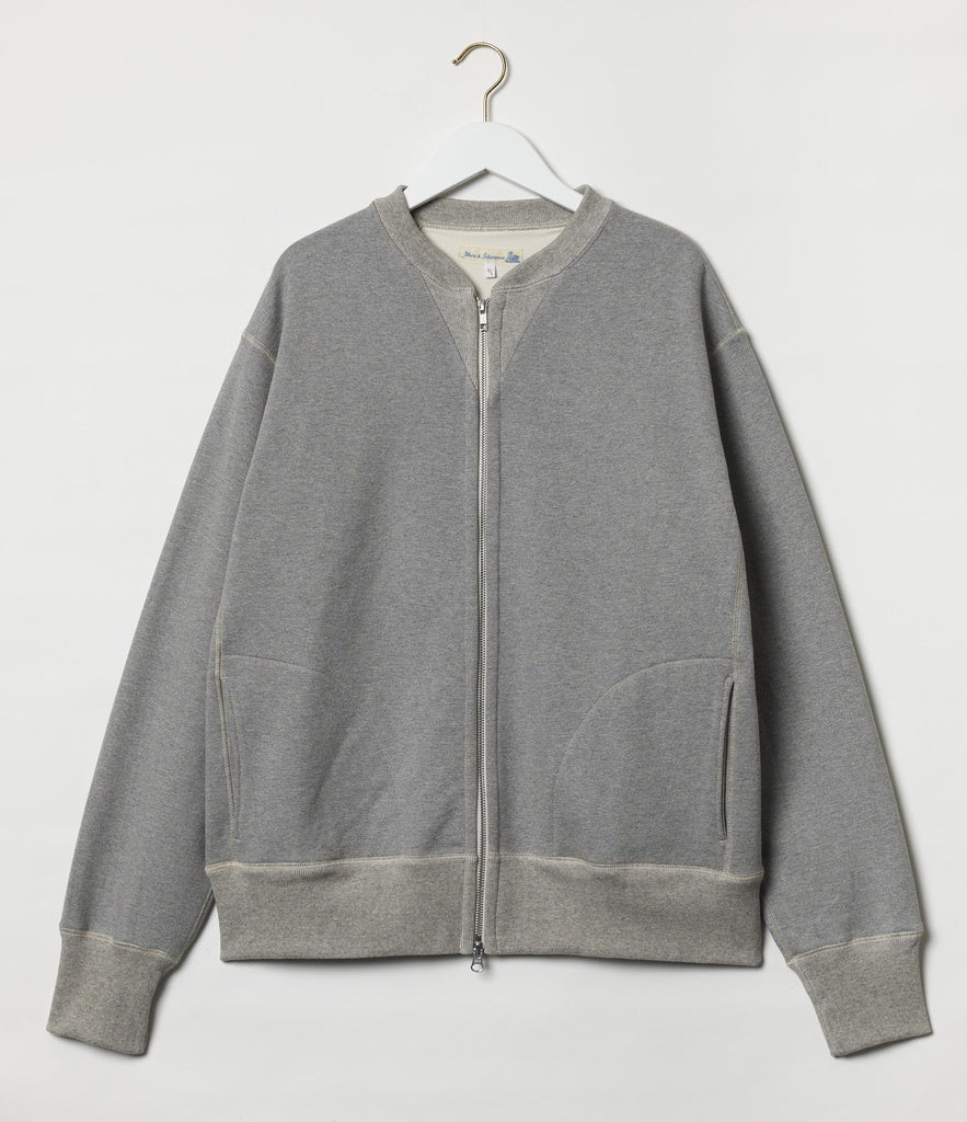 Merz b. Schwanen 3S83 loopwheeled Jacke schwer. Eine graue Sweatjacke ohne Kapuze mit tollen Details.