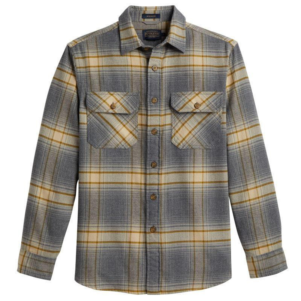 PENDLETON BURNSIDE FLANNEL SHIRT TAN/OXFORD/OLIVE PLAID