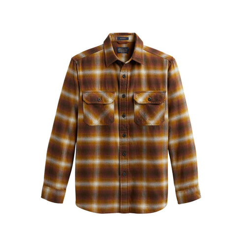 PENDLETON BURNSIDE FLANNEL SHIRT BROWN/OCHRE/ECRU PLAID