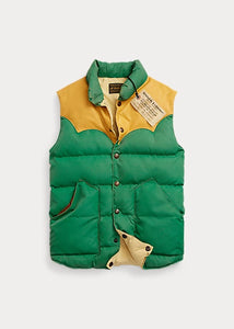 RRL CHATHAM PUFFER VEST GREEN YELLOW