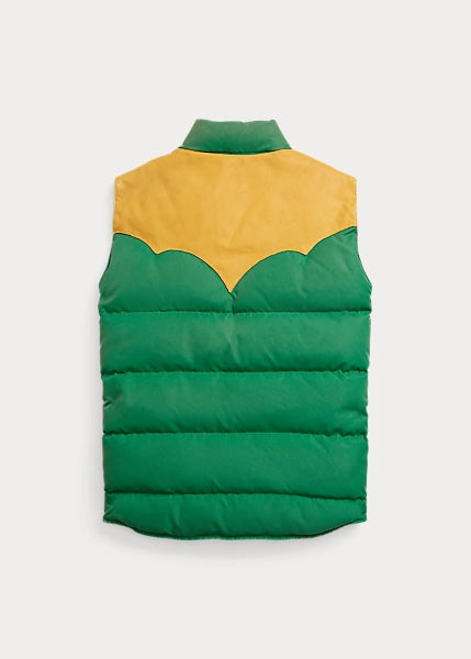 RRL CHATHAM PUFFER VEST GREEN YELLOW