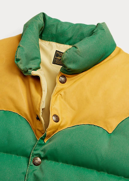 RRL CHATHAM PUFFER VEST GREEN YELLOW