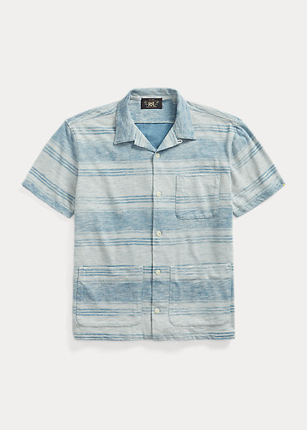 RRL STRIPED JERSEY SHORT SLEEVE INDIGO