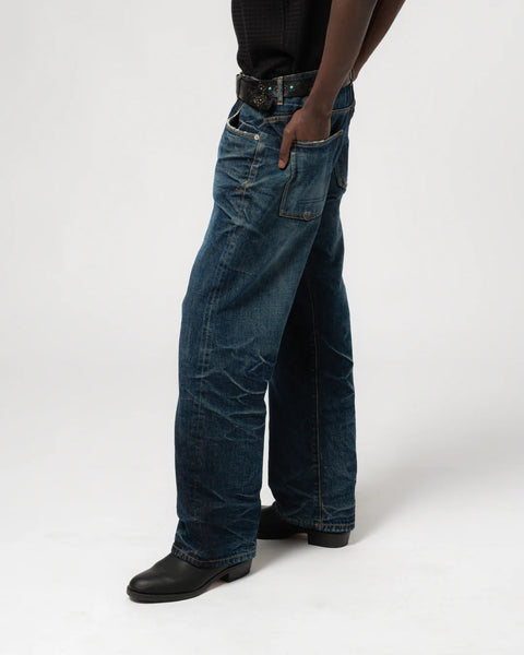 EAT DUST FIT 36 EL HEAVY SELVEDGE DENIM INDIGO WORN OUT