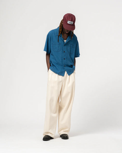 EAT DUST ALOHA SHIRT LINEN COTTON DENIM BLUE