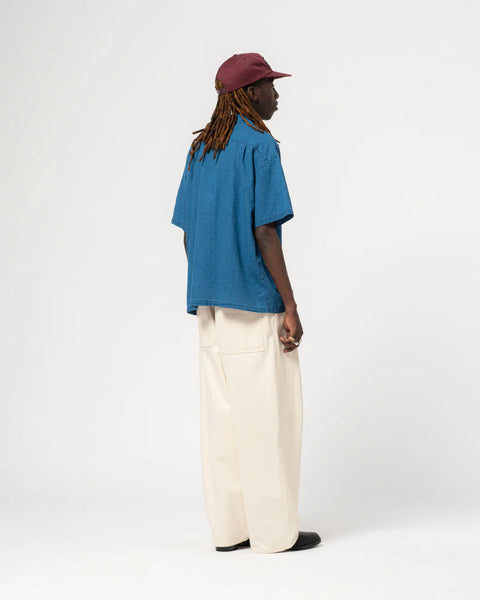 EAT DUST ALOHA SHIRT LINEN COTTON DENIM BLUE