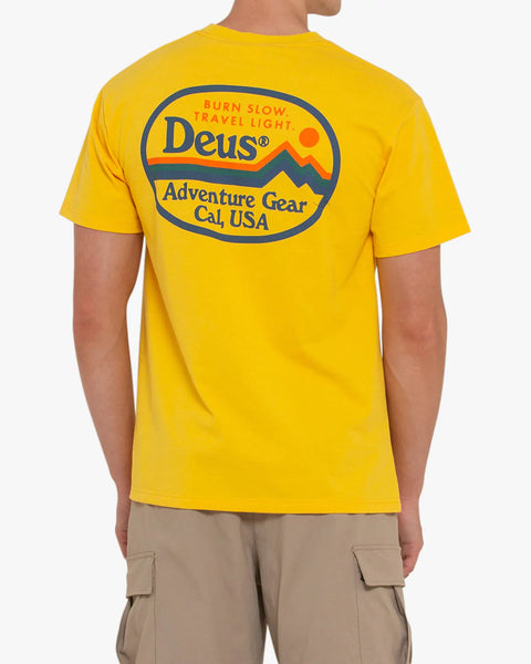 DEUS EX MACHINA SLOW BURN TEE - FREESIE YELLOW MODEL BACK