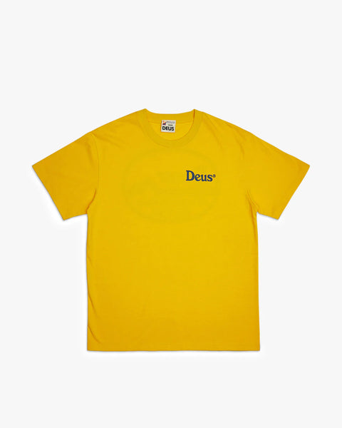 DEUS EX MACHINA SLOW BURN TEE - FREESIE YELLOW FLATLAY FRONT