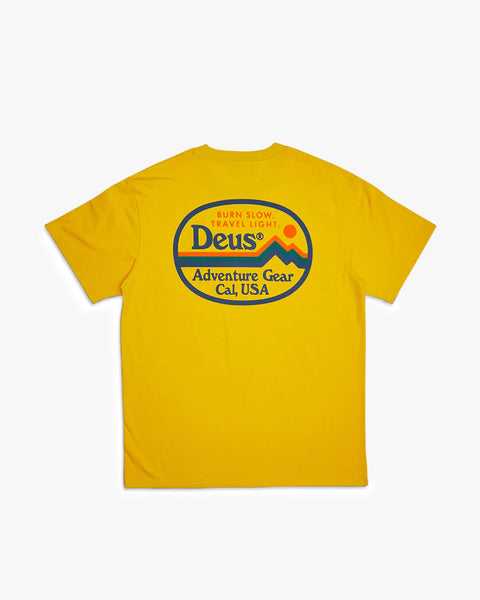 DEUS EX MACHINA SLOW BURN TEE - FREESIE YELLOW FLATLAY BACK