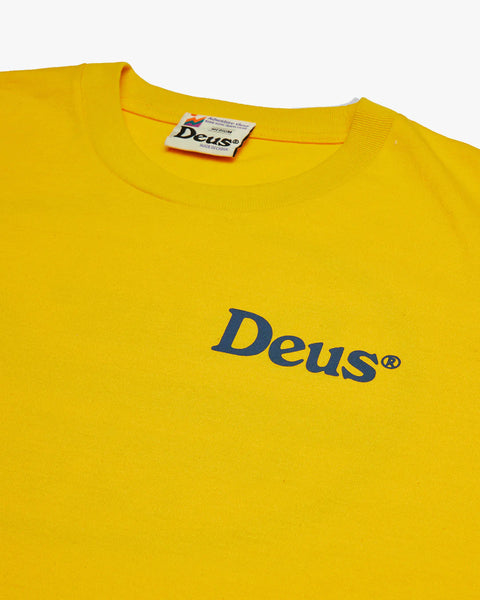 DEUS EX MACHINA SLOW BURN TEE - FREESIE YELLOW GRAPHIC FRONT