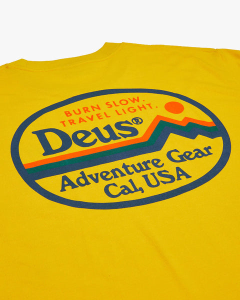 DEUS EX MACHINA SLOW BURN TEE - FREESIE YELLOW FLATLAY GRAPHIC BACK