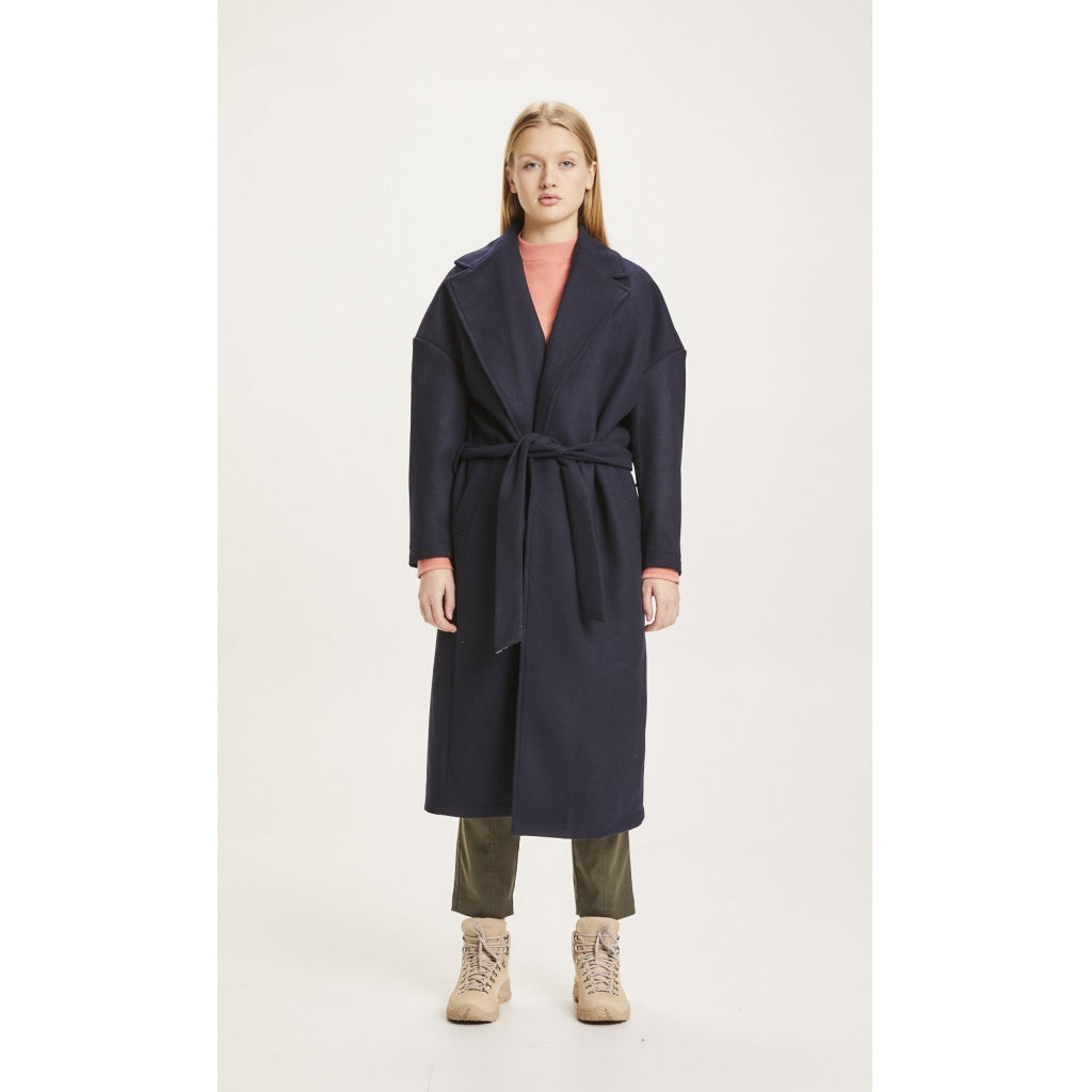 KNOWLEDGE COTTON POPPY WOLLMANTEL NAVY