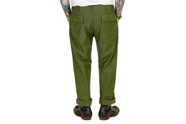 TELLASON FATIQUE STRAIGHT PANT OLIVE SATEEN BACK